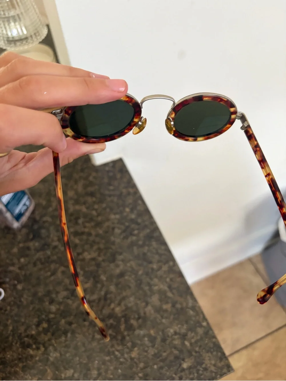 Giorgio Armani Tortoiseshell Round Sunglasses with Black Lenses vintage